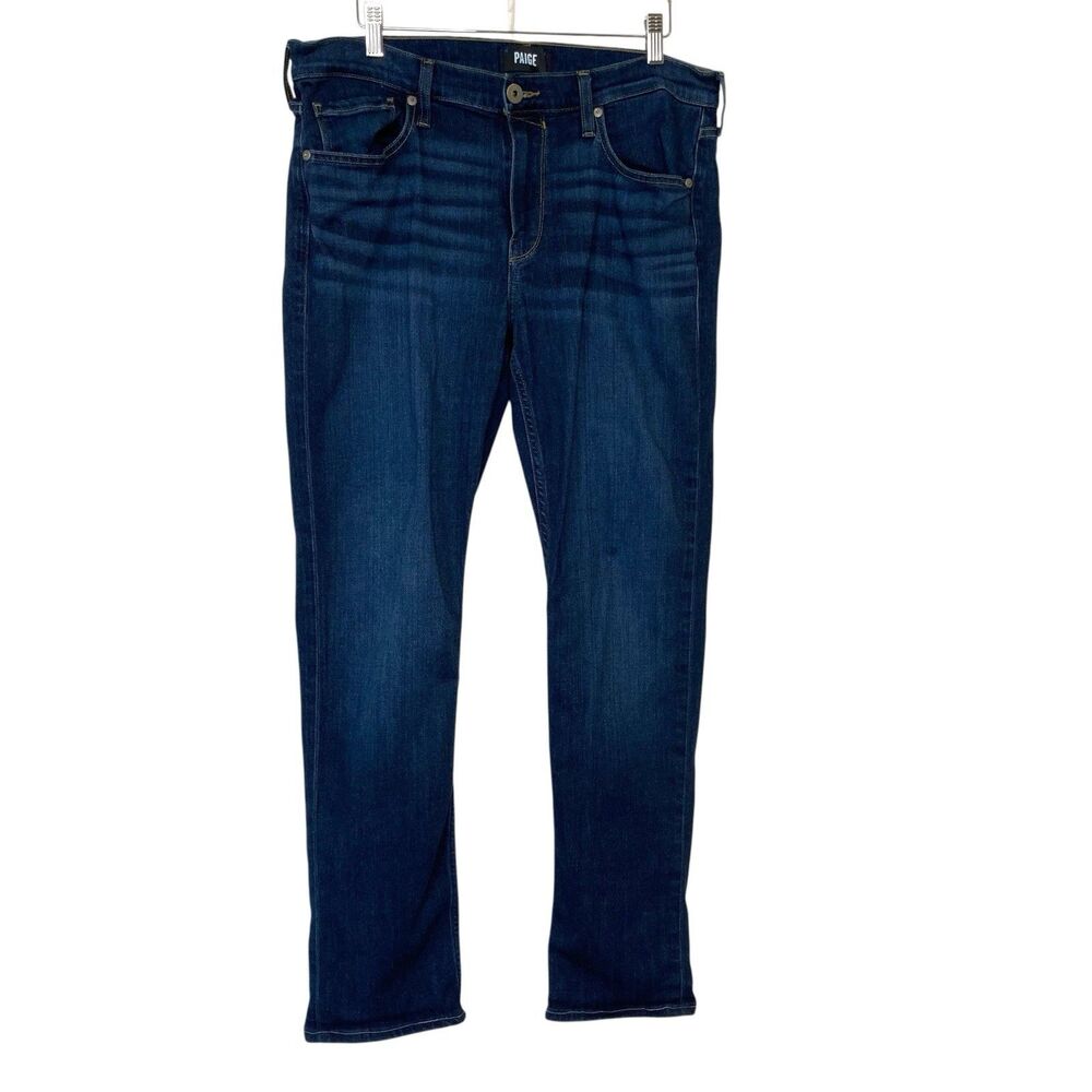 Paige Mens Federal Eppley Slim Straight Leg Jeans Size 34x31 Blue Stretch